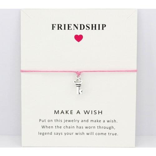 Key Eiffel Tower Skull Skeleton Bow Arrow Daisy Charm Card Bracelets Pink Yellow Women Men Girl Boy Jewelry Gift Custom Colors