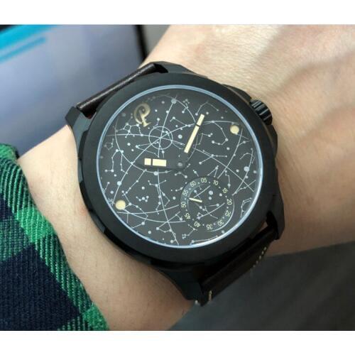 45mm PARNIS black dial Asian 6498 Mechanical Hand Wind movement PVD case mens watch Mechanical watches pa138-p8