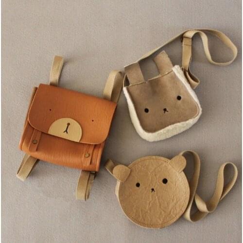 Kids School Bag Toddler Girl Lovely PU Leather Bear Bunny Children Canvas Baby Backpack Boy Casual Shoulder Bag Crossbady New