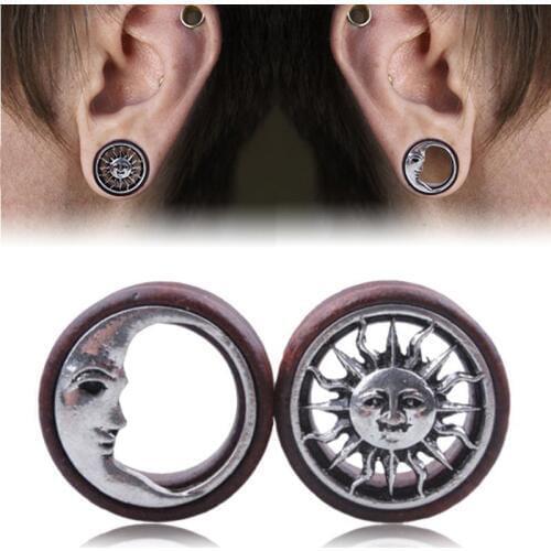 Double Sun Moon Ear Saddle Tunnel Meat 2017 Hot Ear Body Piercings Ear Amplifier Reamer Body Jewelry Size 8-20mm