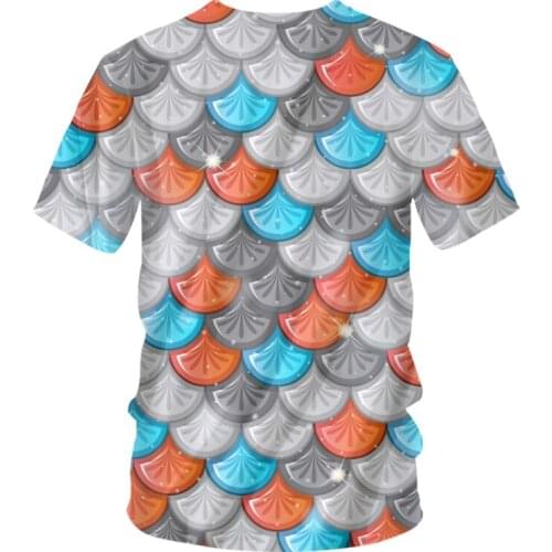 Men/womens Casual Tshirt Mermaid Funny Print Fish Scale 3D T-shirts Homme Hiphop Streetwear Punk O Neck Tee Shirts Oversized