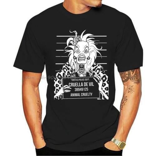 Cruella Mugshot T-shirt Printing Mens Fashion T Shirt Men Cotton Tees Tops Anime Harajuku Streetwear T-shirt