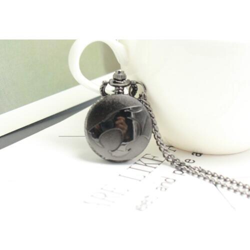Wolves Scuplture Pocket Watch Slim Necklace Exquisite Animal Theme Clock Unique Children Family Birthdays Gifts Watch