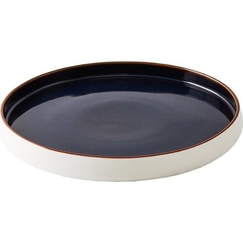 Nordic Art Ceramic Western Food Plate Straight Side Restaurant Main Meal Display Plate Home Steak Fruit Main Dish Tray Tableware
