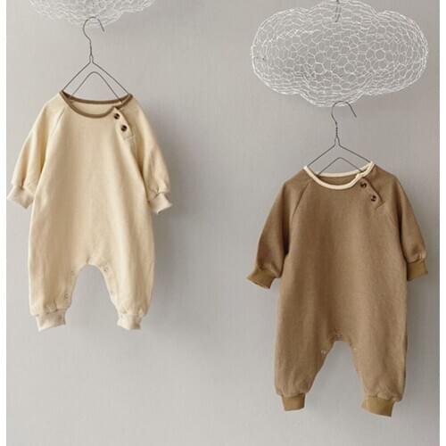 Spring Autumn Infant Baby Boys Girls Rompers Long Sleeve Children Rompers Newborn Boys Girls Pure Color Jumpsuits Clothes