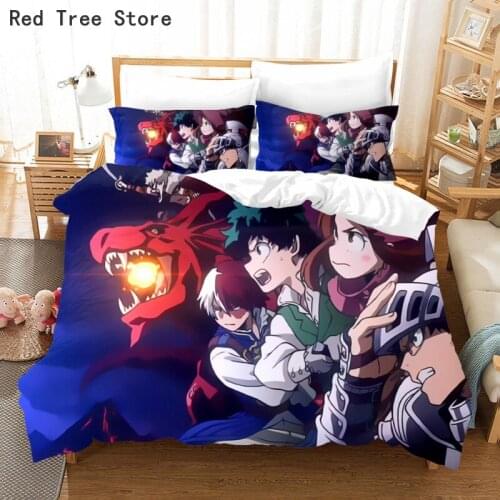 Japan Anime My Hero Academia 3D Character Printe Bedding Set Kids Children Duvet Cover Set Bed Linens Twin Full Queen King Sizes