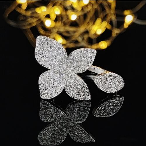 Best selling trendy luxury petals 925 sterling silver fashion ring dubai for girl lovers love party gift jewelry wholesale R5433