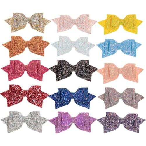 Nishine 20pcs/lot 5.2" Double Sequin Bows for Baby Girls Headbands Boutique Hair Bows for Hairpins Clips Diy Hair Accessories