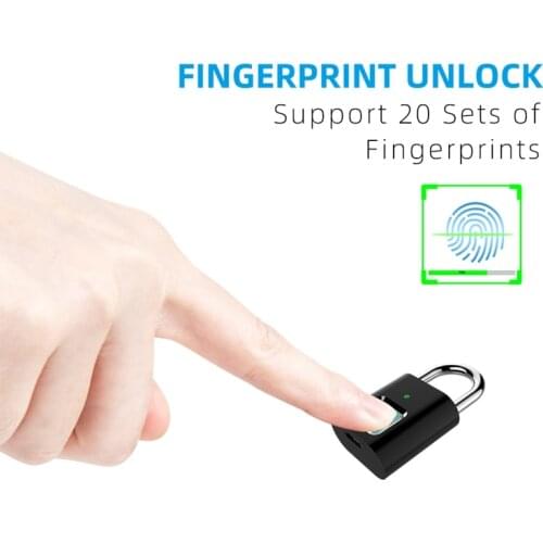 Fingerprint Lock Small Lock With Keyless Biometric Digital Fingerprint Padlock USB Rechargeable Thumbprint Lock For Bag Backpack