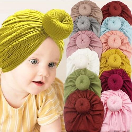 Cute Knot Baby Boy Hat Turban Soft Solid Color Newborn Baby Girls Hat Infant Toddler Cap Beanie Head Wraps