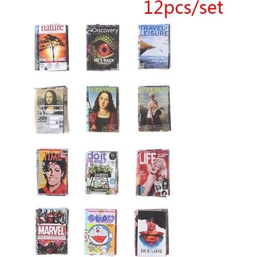 12pcs/set Dollhouse Miniature Comic Book Pretend Play Doll House Decoration