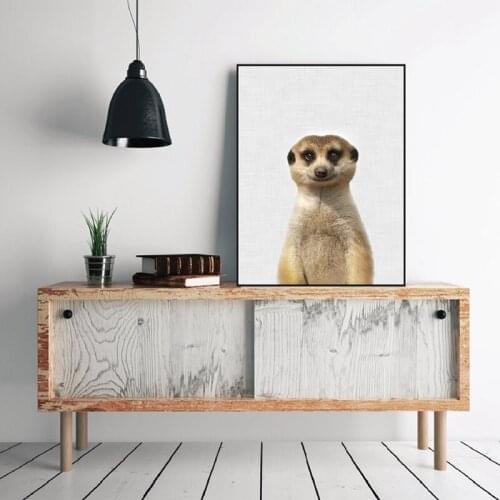 Wall Art Canvas Painting Meerkat Print African Desert Animal Poster Nursery Wall Decor Meerkat Photography Kids Room Decoration