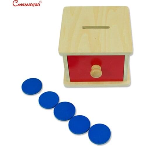 Educational Montessori Math Toys Kids Round With Input Box Drawer Teaching Aids Wooden Montessori Toys Preschool Baby