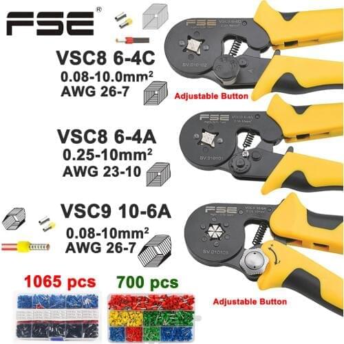 Crimping pliers VSC8 10-6A 6-4C VSC9 16-4A 0.08-16mm2 26-5AWG for tube type needle type terminal manual adjustable tools