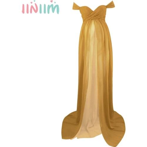 Sexy Maternity Dresses For Photo Shoot Chiffon Pregnancy Dress Photography Prop Maxi Gown Dresses Pregnant Side Opening Clothes