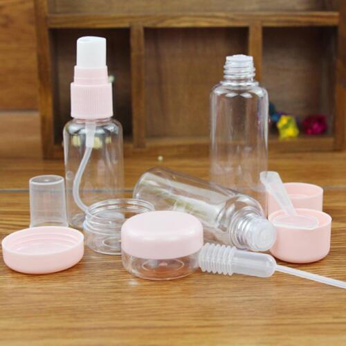 35# 7Pcs Portable Mini Travel Plastic Transparent Empty Makeup Container Refillable Cosmetics Bottle Kit Storage Bottle