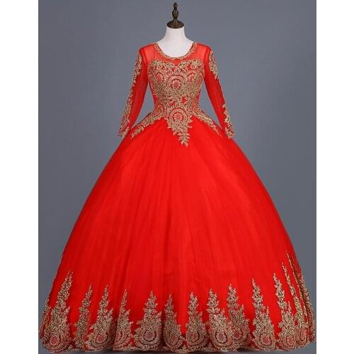 Long Sleeve Quinceanera Dresses Pineapple Flower Party Dress Luxury Ball Gown Vintage Prom Dress Plus Size Vestidos