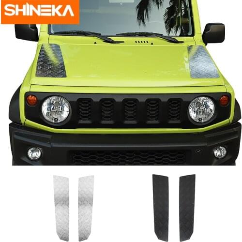 SHINEKA Aluminum Alloy Stickers For Suzuki Jimny Car Front Engine Hood Cover Decoration Plate Accessories For Suzuki Jimny 2019