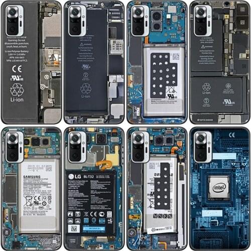 Motherboard circuit board chip Silicone Phone Case For Xiaomi Redmi Note 10 10T 10S 9S 8T 9 8 7 Pro Max 8A 9A 9C 9T Black Cover