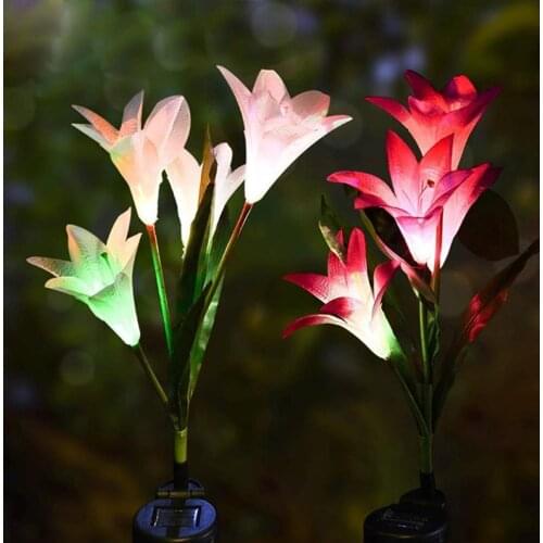 LED Solar Lily Lantern Simulation Lantern Outdoor Decorative Lawn Lamp Solar Panel Lamp Garden Lighting Inserting Lawn Light