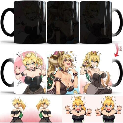 Bowsette Magic Coffee Mug Tea Cup Cold Hot Heat Sensitive Mug Heat Transforming Heat Changing Color Cups Gifts