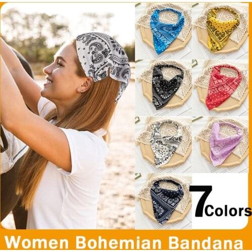 Bohemia Women Bandana Hair Band Scarf Print Bandanas Headwear Wrist Wrap Hair Scarf for Gifts Hair Accessories 2021 Summer