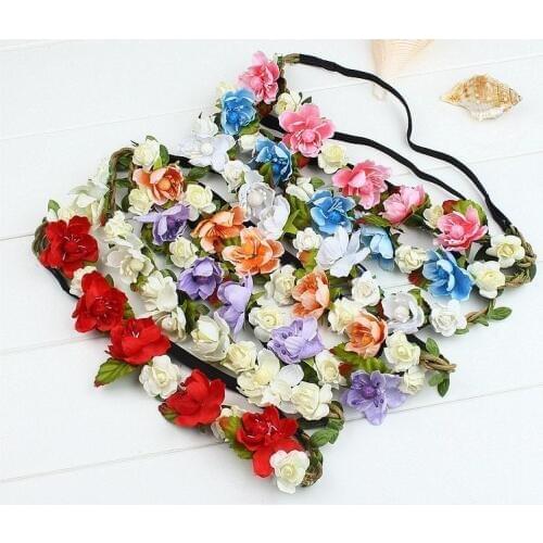 New Bohemia Handmade Flower Crown Wedding Wreath Bridal Headdress Headband Hairband Hair Band Accessories for Women Lady SN740