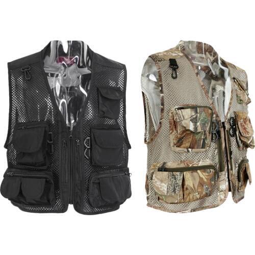 Mens Mesh Fishing Vest Photography Work Multi-pockets Outdoors Journalist Vest Jacket Sports Safety Fishing Vest