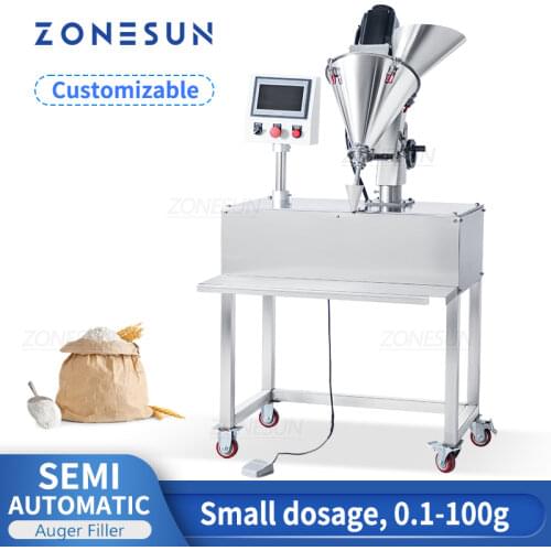 ZONESUN 0.1g-100g Semi-automatic Milk Granule Matcha Grain Powder Quantitative Trace Filling Machine Vial Bottle Filler Packing