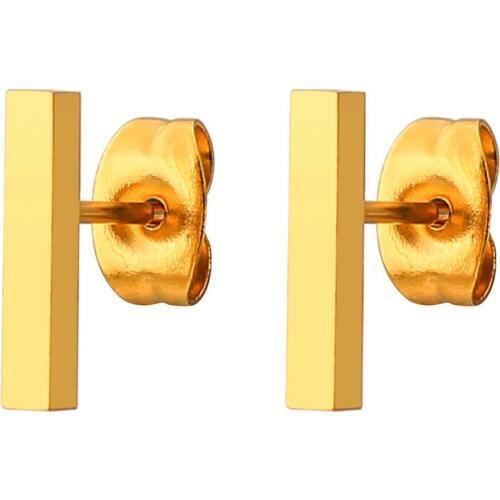 1 Pair Womens Stainless Steel Rectangle Earrings Punk Steel Gold Rose gold Stud Earrings Jewelly Gift Dropship