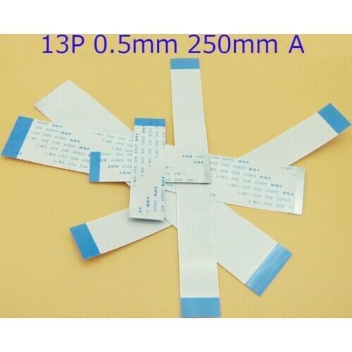 10pcs 13pin FFC FPC flat flexible cable 0.5mm pitch 13 pin A Forward Length 250mm Ribbon Flex Cable AWM 20624 80C 60V VW-1