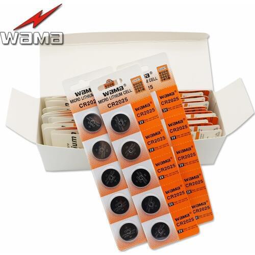 100pcs/20pack Wama New CR2025 Battery BR2025 2025 DL2025 ECR2025 Li-ion Lithium 3V Button Cell Coin Battery Car Remote Drop Ship