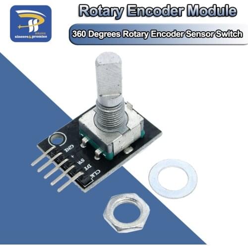 5PCS KY-040 360 Degrees Rotary Encoder Module Brick Sensor Switch Development Board For Arduino With Pins Half Shaft Hole