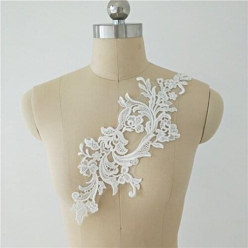 5 PCS French Lace Wedding Dress Applique DIY Bridal Headdress Ivory Lace Collar Lace Fabric Patch
