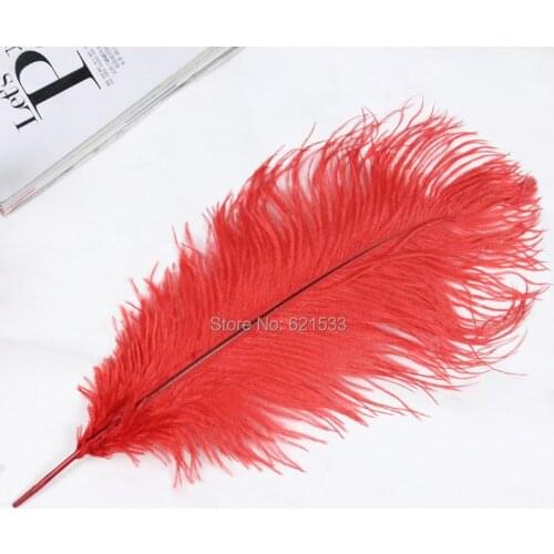 50Pcs/Lot!Ostrich Feathers Red 16-18" 40-45CM Natural Feathers Wedding, Party ,Home ,Hairs Decoration FREESHIPPING