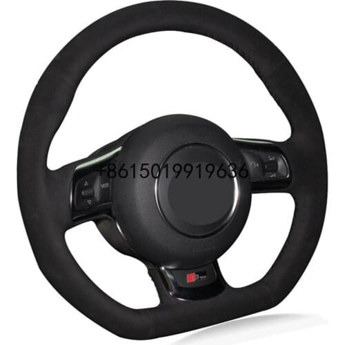 Car Steering Wheel Cover Hand-stitched Black Suede For Audi TT TTS (8J) 2006-2014 A3 S3 (8P) Sportback 2008-2012