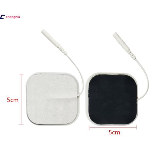 Freeshipping 10PCS 50*50MM Square Self Adhesive TENS machine Electrode Pads+1pc DC 2.5MM 2 in 1 Head electrode wires /cable