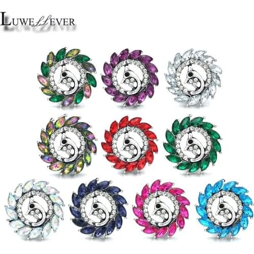 Component w006 Flower Crystal 18mm Metal Snap Button For Bracelet Necklace Interchangeable Jewelry Accessorie Findings