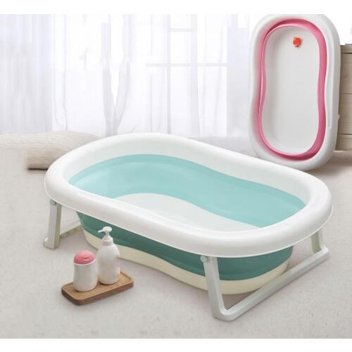 Easy Folding Baby Bath Tub Foldable Baby Shower Tubs With Non-slip Cushion Eco-friendly Newborn Bathtub Adjustable Kids Bathtub