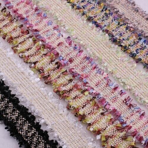 3cm Vintage Gold Pearl Beaded Embroidered Tassels Lace Trim Ribbon Fabric Handmade DIY Costume Dress Sewing Supplies Craft 1yard