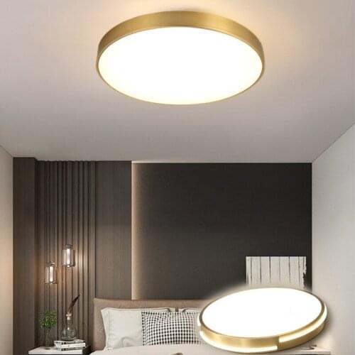 Copper Ceiling Circular Bedroom Minimalist Modern Balcony Lights Copper Lamp in the Living Room of the Nordic Light Fixture