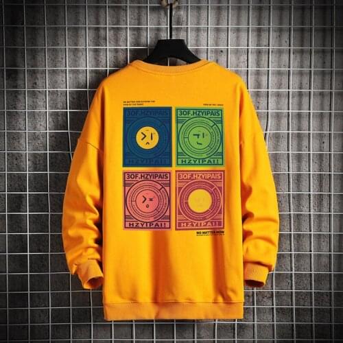 KKSKY Smiley Mens Hoodie Sweatshirts fashion Graffiti Print hoodies men Hip Hop Harajuku Streetwear yellow basic hoodies 2020