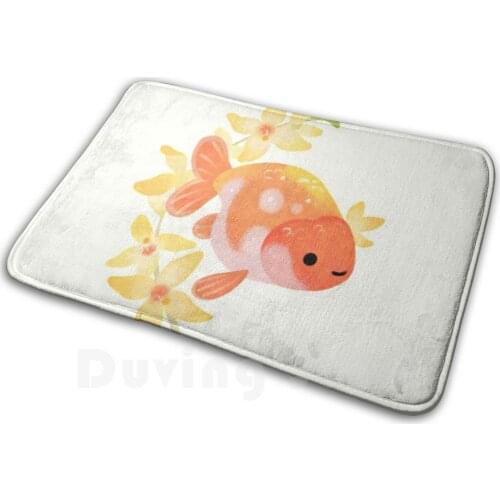 Ranchu And Forsythias 2 Soft Non-Slip Mat Rug Carpet Cushion Goldfish Fish Ranchu Forsythia Forsythias Flower Spring