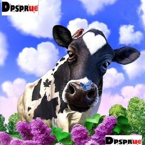 Dpsprue Full 5d Diy Diamond Painting Cross Stitch Cow Diamond Embroidery Kit Mosaic Home Wall Artworks Decor Gift 015