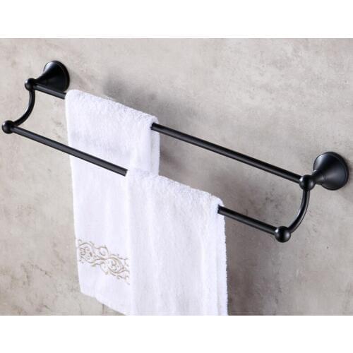 Wall Mounted Black Oil Rubbed Antique Brass Bathroom Double Towel Bar Towel Rail Holder Bathroom Accessory mba853