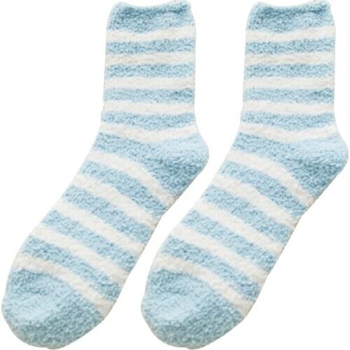 New Women Striped Socks Winter Warm Fluffy Socks Coral Velvet Feet Warmer Christmas Gift Meias