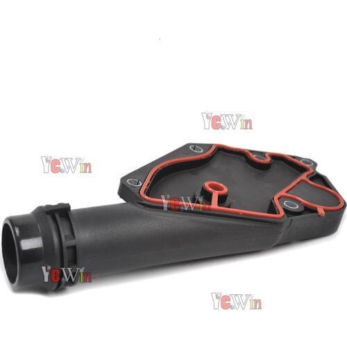 YCWIN New Thermostat housing cover coolant connector Set For AUDI A4 A5 A6 A7 A8 Q5 3.2L 06E121168