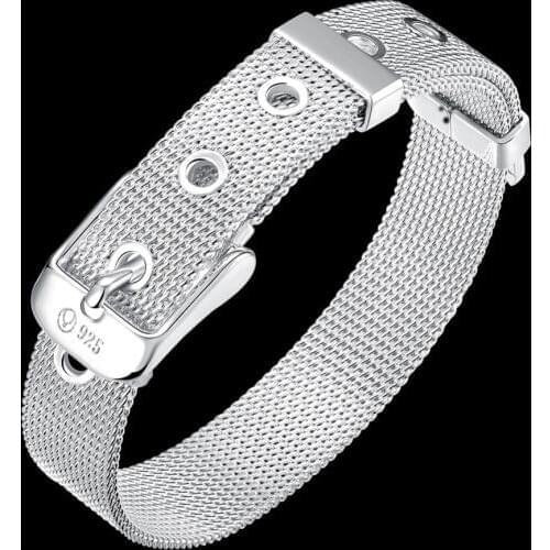 New high-grade womens mens elegant N925 sterling Silver color bracelet fashion gift mens beautiful jewelry bracelet