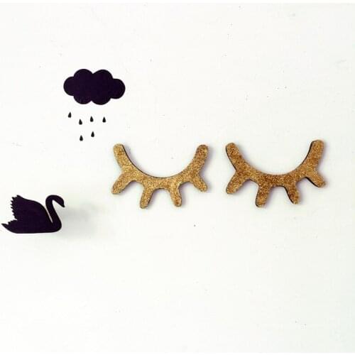 New Arrival Cute Wood Eyelash Wall Ornament Home Home Furnishing Eyelash Baby Room Pose Decorative Wooden Ornaments Kids Present