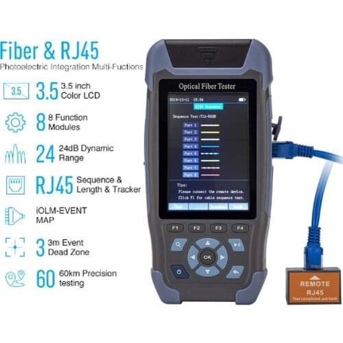 Fiber Otdr Optical Time Domain Reflectometer Cable Obstacle Detector Sm 24/22db 900d Otdr 1310/1550nm with 9 Functions